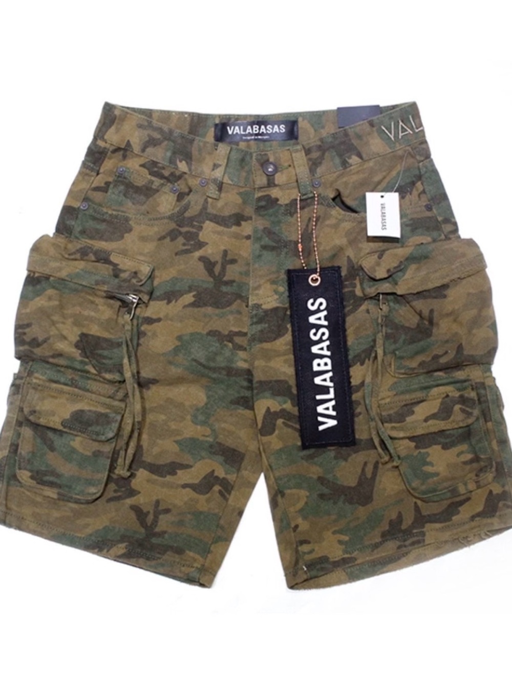 VALABASAS Men's Camo Cargo Shorts in Olive Green